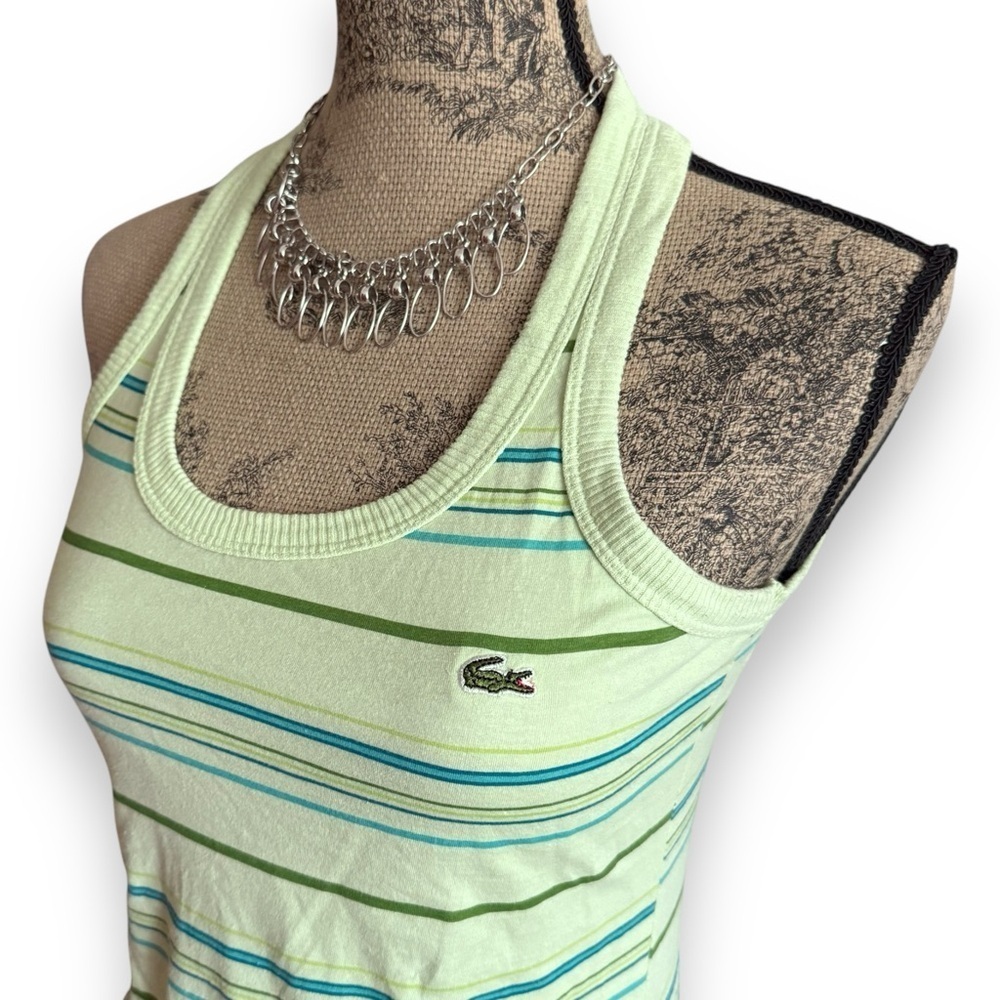 Lacoste Green Striped Tank Top Size S - Picture 2 of 4